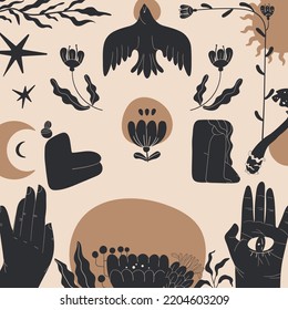 Boho folk poster with abstract shapes