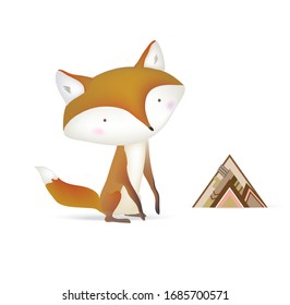 boho fox set illustration child character print woodland vector