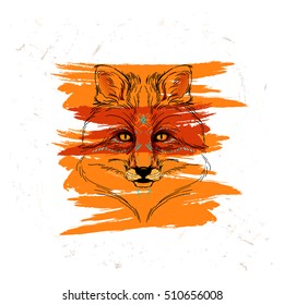 boho fox in the style of tattoo
