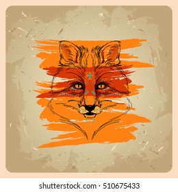 boho fox in the style of tattoo