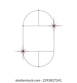 Boho frame arch with line and star. Vintage simple shape design. Boho minimal arch. Geometric round form. Vector illustration