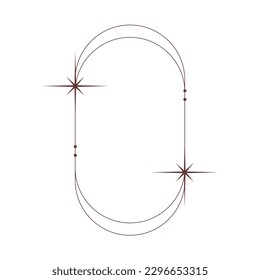 Boho frame arch with line and star. Vintage simple shape design. Boho minimal arch. Geometric round form. Vector illustration