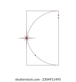 Boho frame arch with line and star. Vintage simple shape design. Boho minimal arch. Geometric round form. Vector illustration