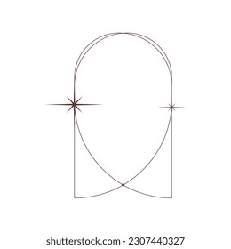 Boho frame arch with line and star. Vintage simple shape design. Boho minimal arch. Geometric round form. Vector illustration
