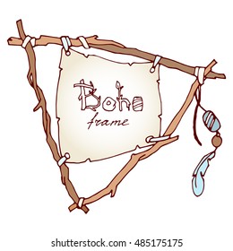Boho frame, color vector image.