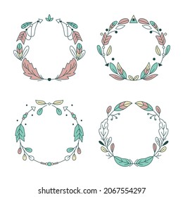 Boho frame. Ethnic mystic spiritual style frame. Magic, esoteric, tribal outline boho vintage frame design. Catcher. Spiritual decoration. Sacred boho fabric fashion decor. Vector illustration.