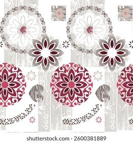 Boho Geometric Floral Pattern – Rustic Mandala Design for Textile .