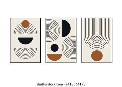 Boho geometric line art abstract wall decor