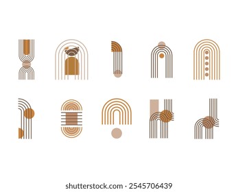 Boho Geometric Line Set Element Set 