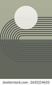 Arte abstracto geométrico minimalista boho de la pared. Diseño abstracto geométrico plano moderno con estética boho minimalista