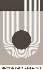 Arte abstracto geométrico minimalista boho de la pared. Diseño abstracto geométrico plano moderno con estética boho minimalista