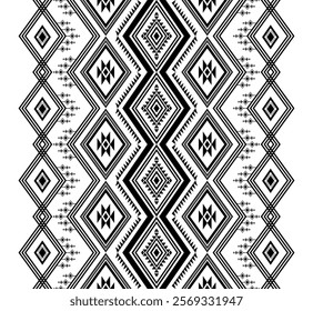 Boho geometric ornament. Vector seamless pattern. Mexican blanket, rug. Woven carpet illustration, wallpaper, clothing, wrapping, Batik, fabric, embroidery style, sadu.