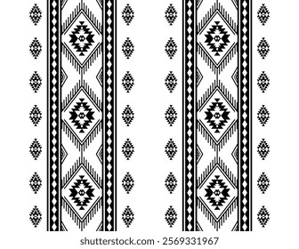 Boho geometric ornament. Vector seamless pattern. Mexican blanket, rug. Woven carpet illustration, wallpaper, clothing, wrapping, Batik, fabric, embroidery style, sadu.