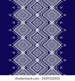 Boho geometric ornament. Vector seamless pattern. Mexican blanket, rug. Woven carpet illustration, wallpaper, clothing, wrapping, Batik, fabric, embroidery style, sadu.