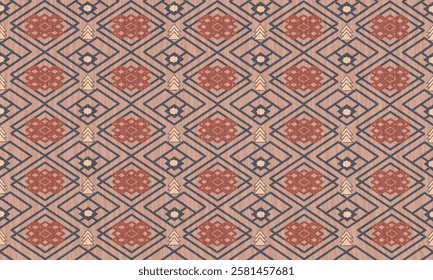 Boho geometric ornament, Vector seamless pattern. Mexican blanket, rug, Woven carpet illustration