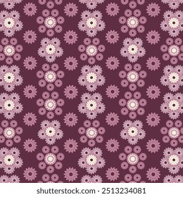 Boho Geometrical flowers seamless vector pattern