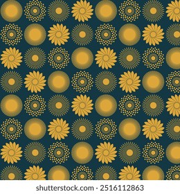 Patrón de Vector sin costuras de flores geométricas boho