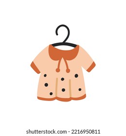 Boho girl Dress newborn on a hanger. Boho Baby Nursery Scandinavian Neutral Decor Element. Baby Shower Minimalist Clipart for Newborn