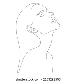 Boho girl. The face is one line. A woman's face. Portrait of minimalism. Abstract Art Of A Woman's Face Line.