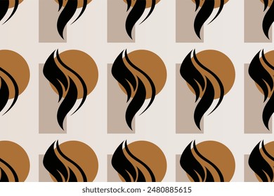 Boho girl seamless pattern background. Mid century style seamless pattern