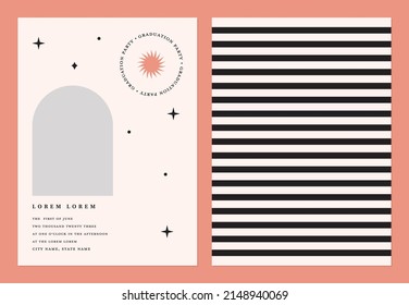 Boho Graduation Invitation Layout With Space For Photo	
