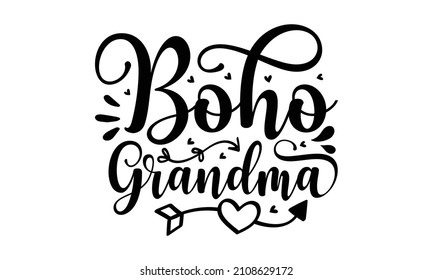 boho grandma - Hand-drawn alphabet written with a brush pen. Letters are decorated with watercolor flowers.  Handwritten modern brush calligraphy for greeting cards, t-shirt, prints, stickers.