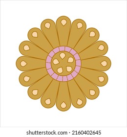 Boho groovy daisy green flower isolated on white background. Daisy retro flower for pastel hippie design. Vector illustration.