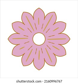 Flor rosa gruesa Boho aislada en un fondo blanco. Flor retro de margarita para el diseño hippie pastel. Ilustración del vector