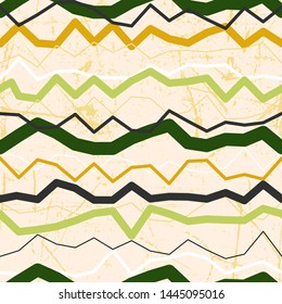 Boho grunge seamless pattern with curved lines.