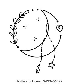 Ilustración vectorial de media luna de Boho