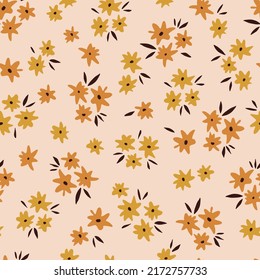 Las flores de otoño de Boho Halloween florecen en forma de daisy vectorial sin fisuras. Groovy fondo retro de poder floral. Flores bohemias regalo envolver el diseño de papel para las vacaciones de otoño.