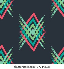 Boho Hand drawn brush Chevron seamless pattern background .Abstract geometric background pattern in vector.Fashion wallpaper pastel colored print design .Pop art rug