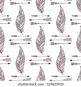 boho hand drawn doodle seamless pattern eps10