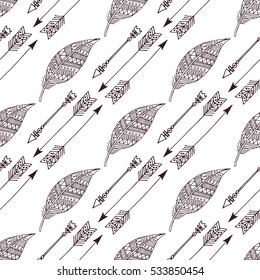 boho hand drawn doodle seamless pattern eps10