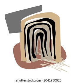 Boho hand drawn line art. Vintage abstract  poster. Design element. Watercolor wallpaper.Painted  modern background design.Creative trendy idea banner