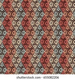 Boho hand drawn trendy seamless pattern.