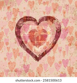 Boho hand painted vector heart greeting card, banner or poster in brown earthy tones with for Valentine's Day graphic design