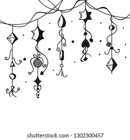 Boho hanging elements vector illustration