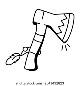Icono de hacha Boho en estilo doodle 

