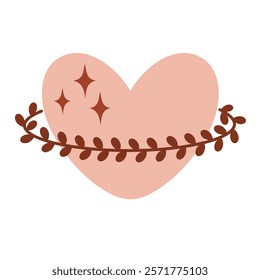 Boho heart clipart. Valentines day clipart. Valentine hearts in cartoon flat style. Bohemian love hand draw vector illustration