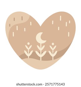 Boho heart clipart. Valentines day clipart. Valentine hearts in cartoon flat style. Bohemian love hand draw vector illustration