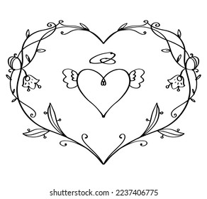 Borde decorativo del corazón de Boho para una boda o para una tarjeta en el Día de San Valentín.