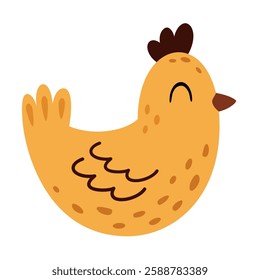 Boho hen clipart. Cute Easter chicken in cartoon flat style. Hand draw vector illustration