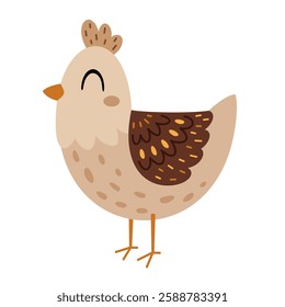 Boho hen clipart. Cute Easter chicken in cartoon flat style. Hand draw vector illustration