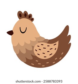 Boho hen clipart. Cute Easter chicken in cartoon flat style. Hand draw vector illustration