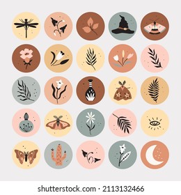 Boho resalta el conjunto de iconos de la portada. Vector