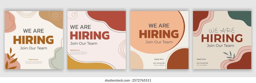 Boho hiring post design. Employee vacancy announcement. discussion, elegant, employee, employment, hiring, internet, interview, layout, mail, media, message, open, position, post, poster, company
