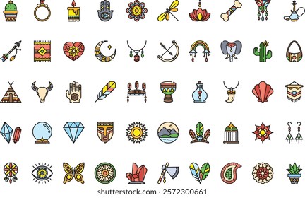 Boho icons High-Quality Vector Icons Collection with Editable Stroke. Ideal for Professional and Creative Projects.