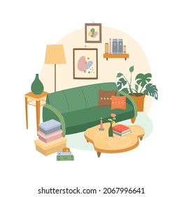 Boho interior with cozy furniture. Cozy home, stay home. Interior Design