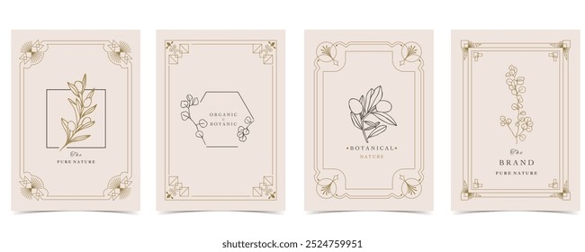 Boho invitation card with tarot style and deco frame. Mystic for a4 vertical design